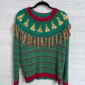 33 Degrees Women’s Green & Red Christmas Sweater. Size L